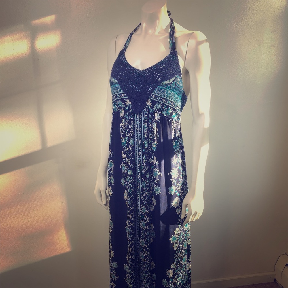Blue print maxi dress